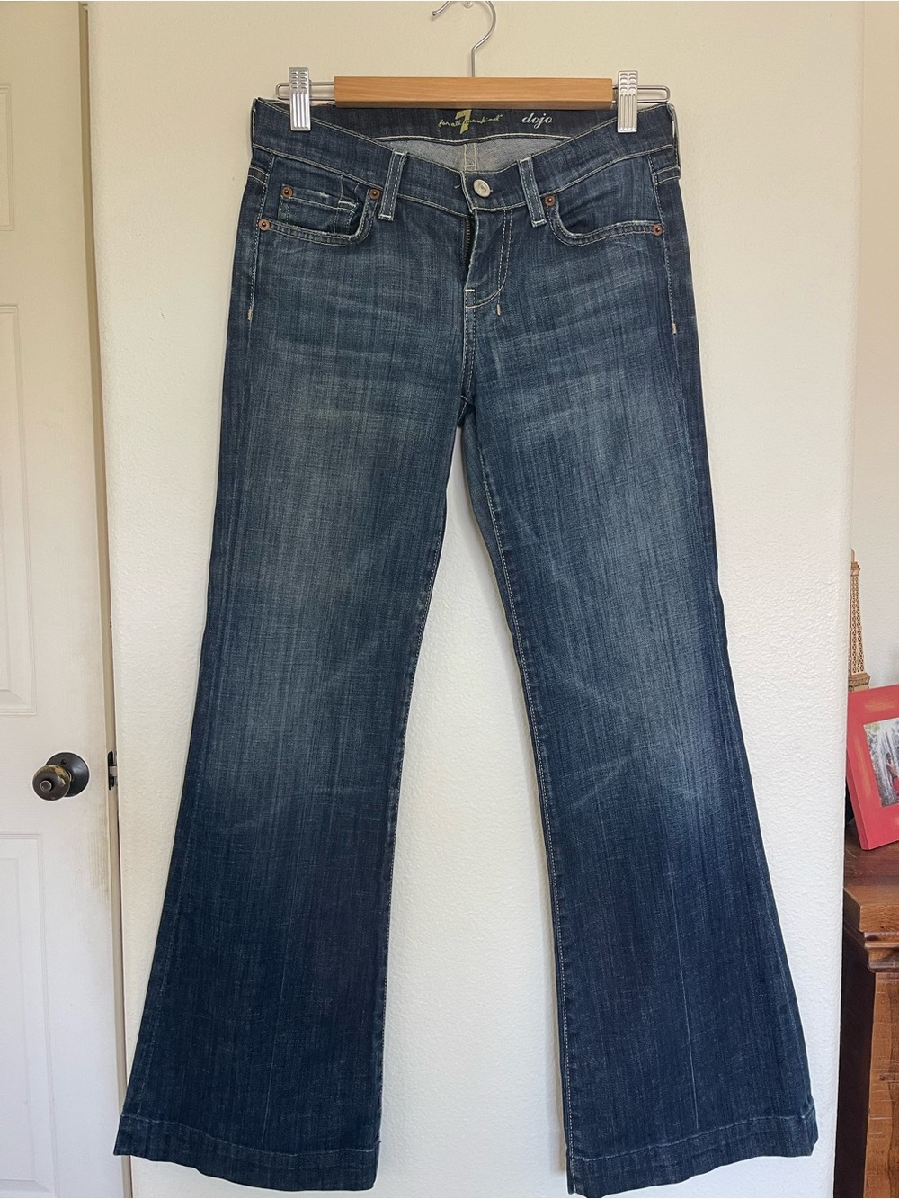 7 For All Mankind Dark Blue Flare Wide Leg Jeans